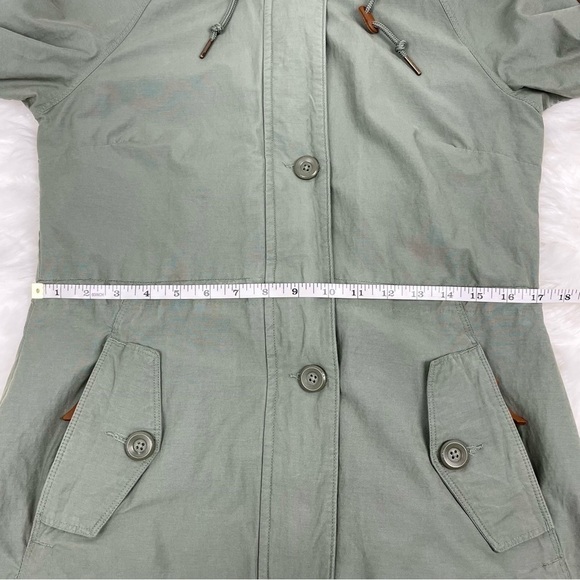 COLUMBIA Cotton Blend Spring/Fall Jacket Sage Green with Brown Leather Detail - Picture 14 of 16